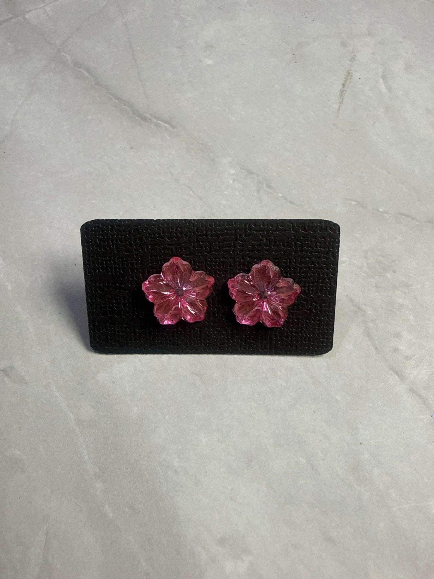Pink Crystal Flower Stud Earring