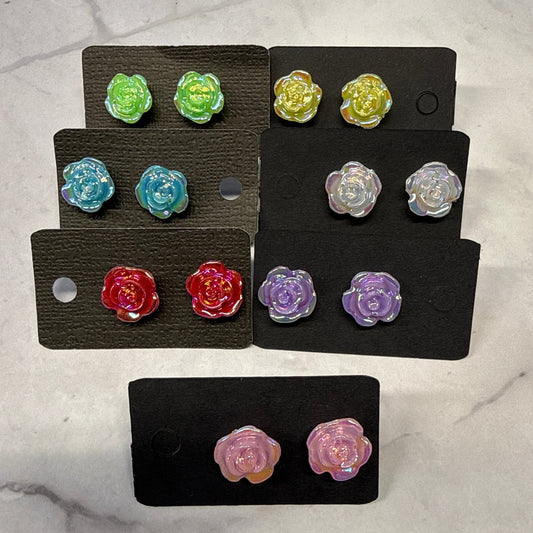 Iridescent Roses Stud Earring