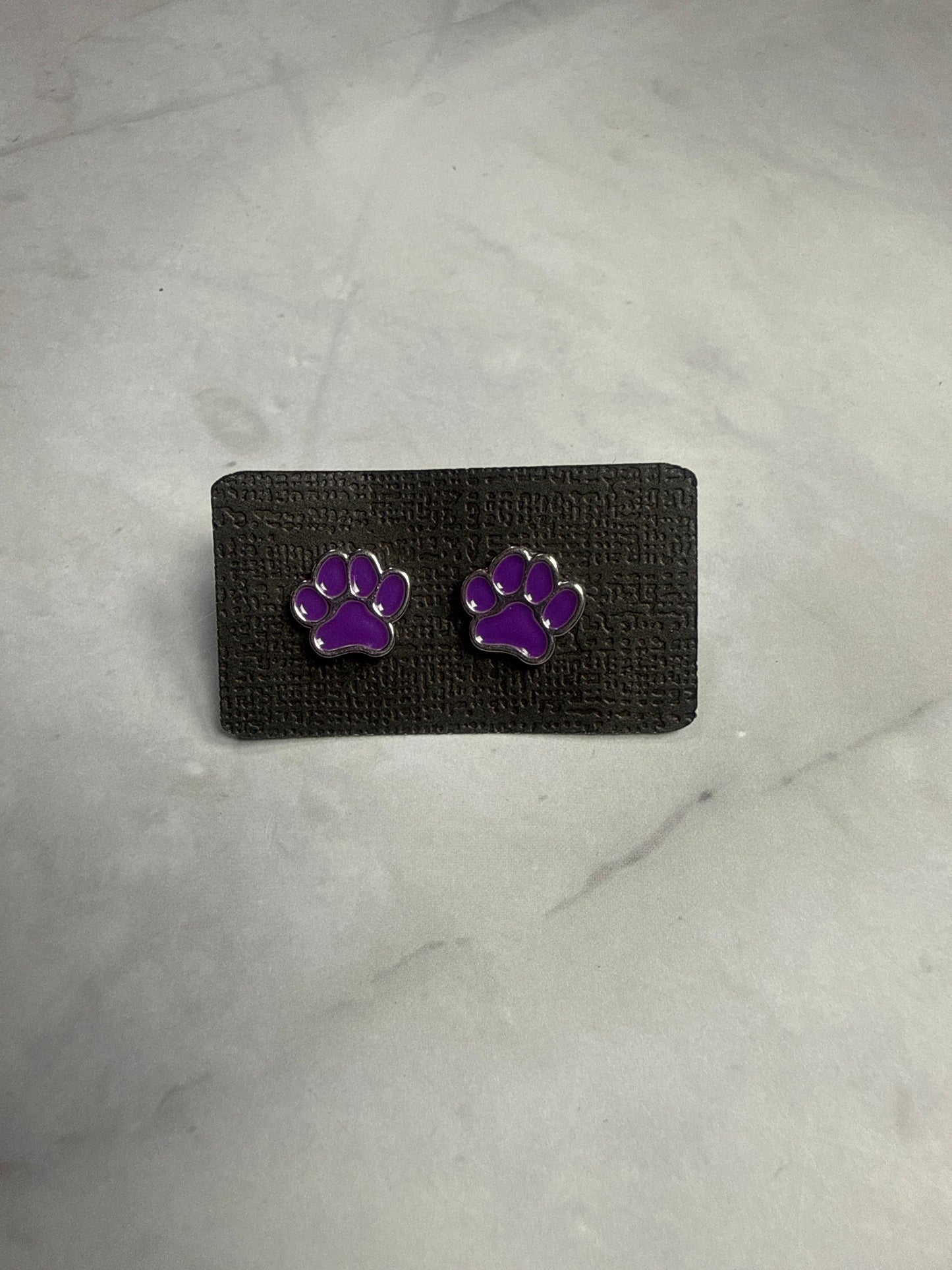Purple Paw Print Stud Earrings