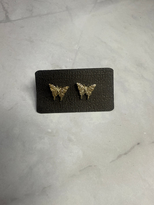 Gold Butterfly Druzy Stud Earrings