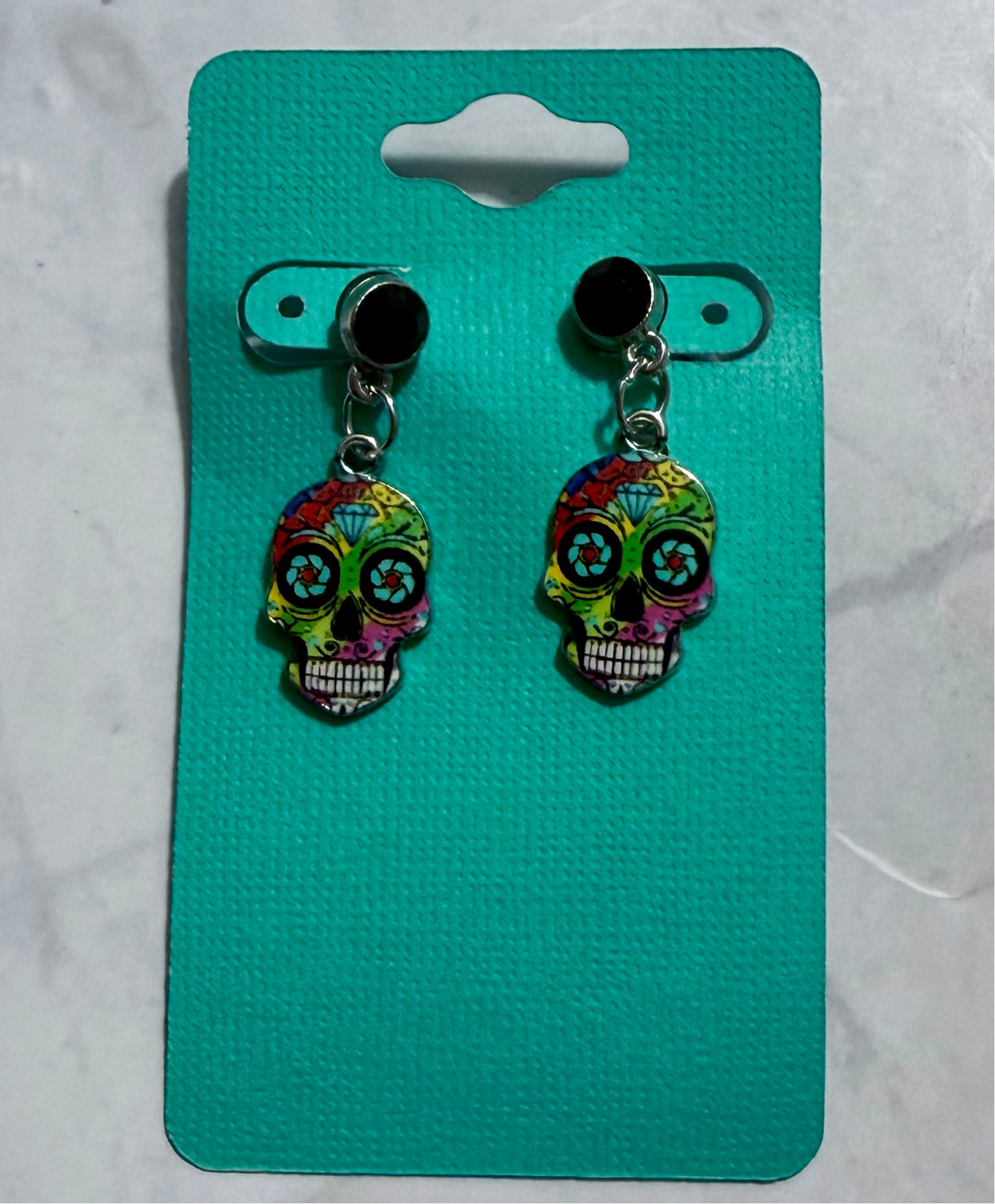 Rainbow Sugar Skull Dangle