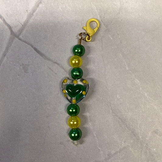 Green and Yellow Heart Dust Plug Charm