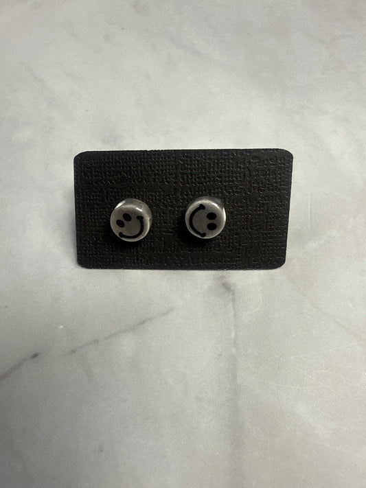 Grey Smiley Stud Earrings