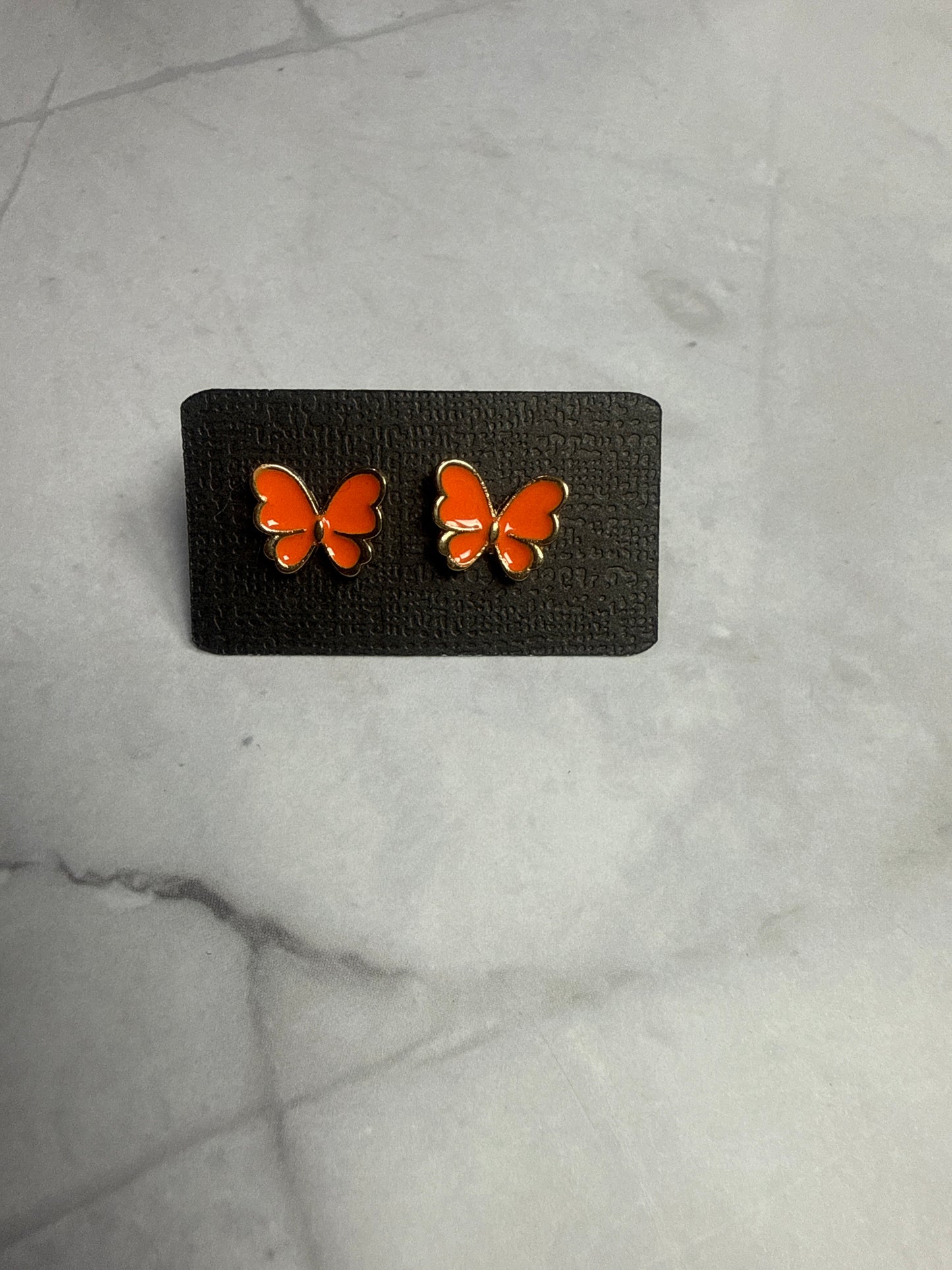 Orange Butterfly Stud Earrings