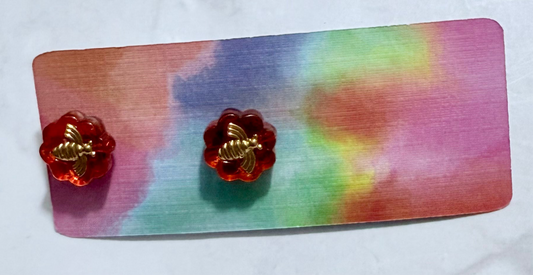 Orange Bee Stud Earring