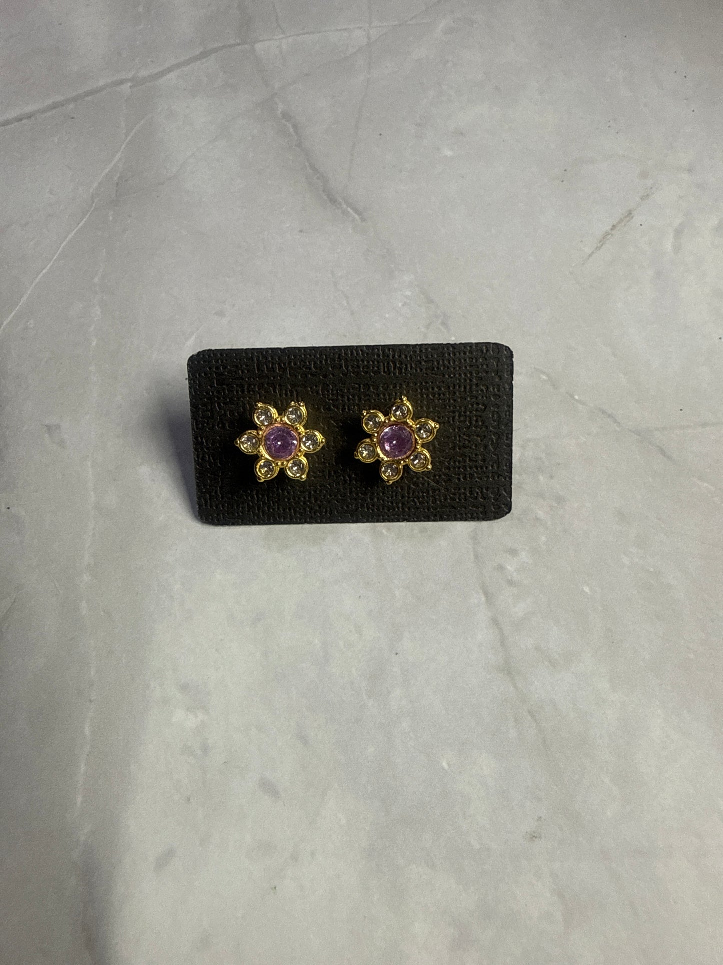 Light Pink and Clear Flower Stud Earring