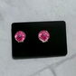 Dark Pink Flower CLIP ON Stud Earring