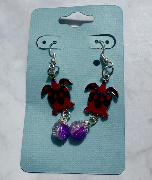 Red/Purple Turtle Dangle