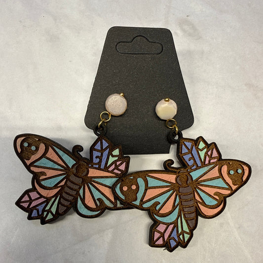 Had Painted Celestial Butterfly Stud Dangle Earring