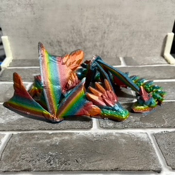 3D Printed Articulated Rainbow Crystal Dragon (RTS)