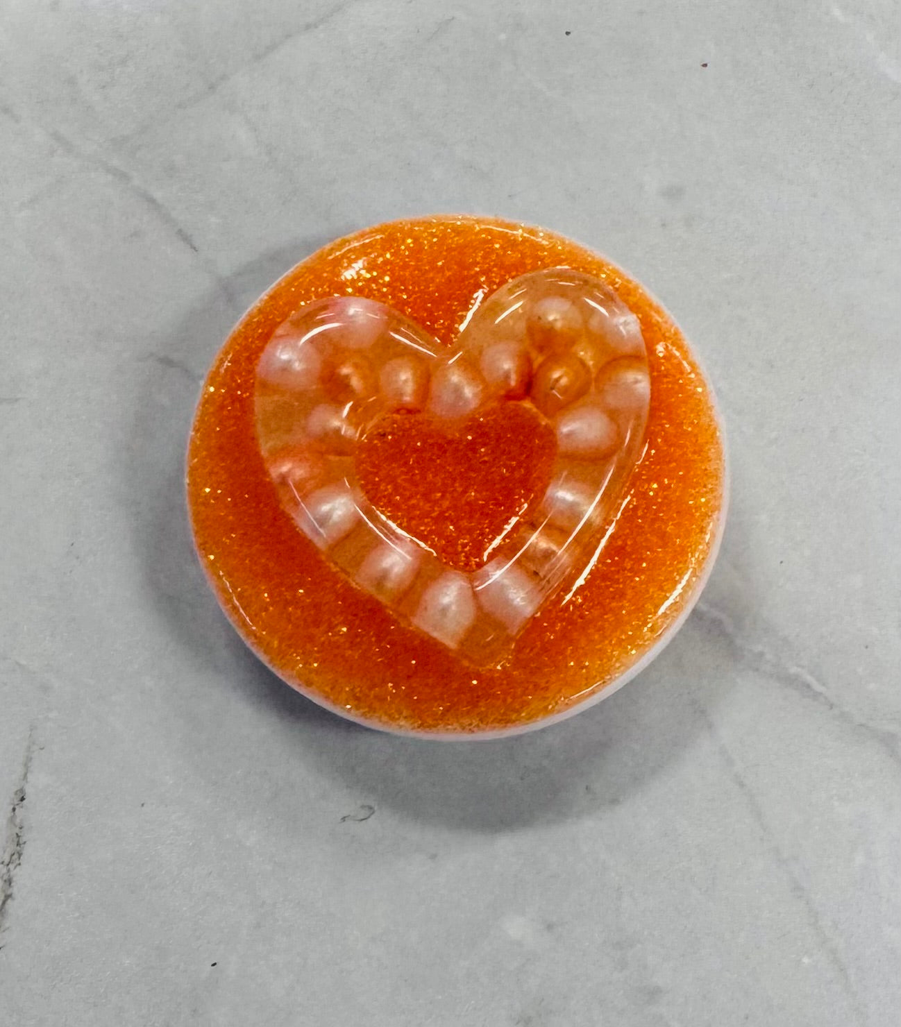 Orange 3d Heart PopSocket