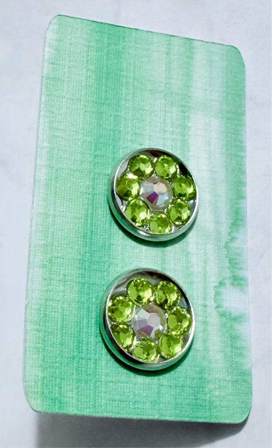 Light Green Rhinestone Flower Stud Earring