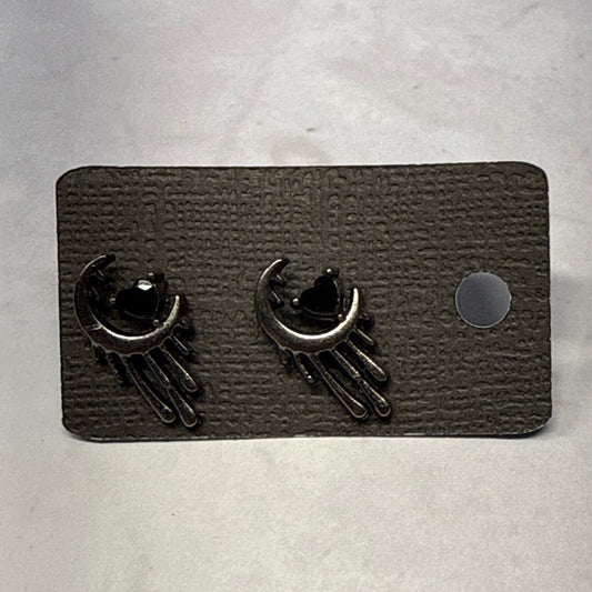 Drippy Moon Stud Earring