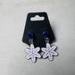 White Snowflake on Blue CZ Stud Dangle