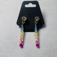 CZ stud with Pastel String Rainbow Dangle
