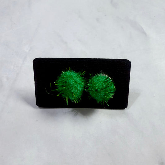 Medium Green Pompom Stud Earring