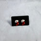 Red Metal Booties Gold Dots Stud Earring