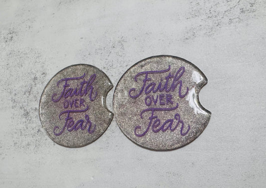 Faith over Fear Car Coaster Set