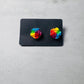 Rainbow Rose CLIP ON Stud Earring