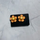 Orange Flower CLIP ON Stud Earring
