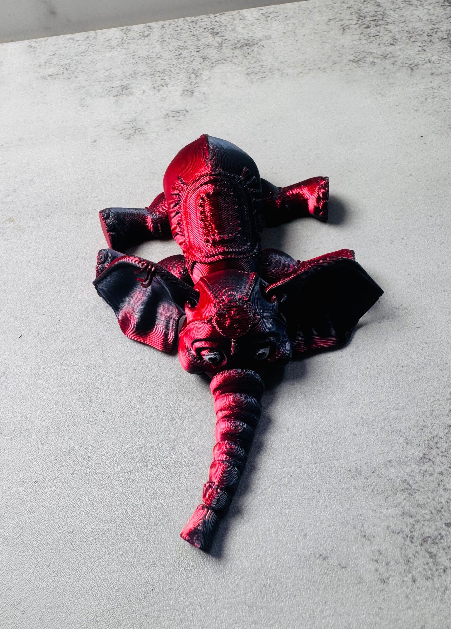 3D Printed Articulated Red/Black Elephant (RTS)