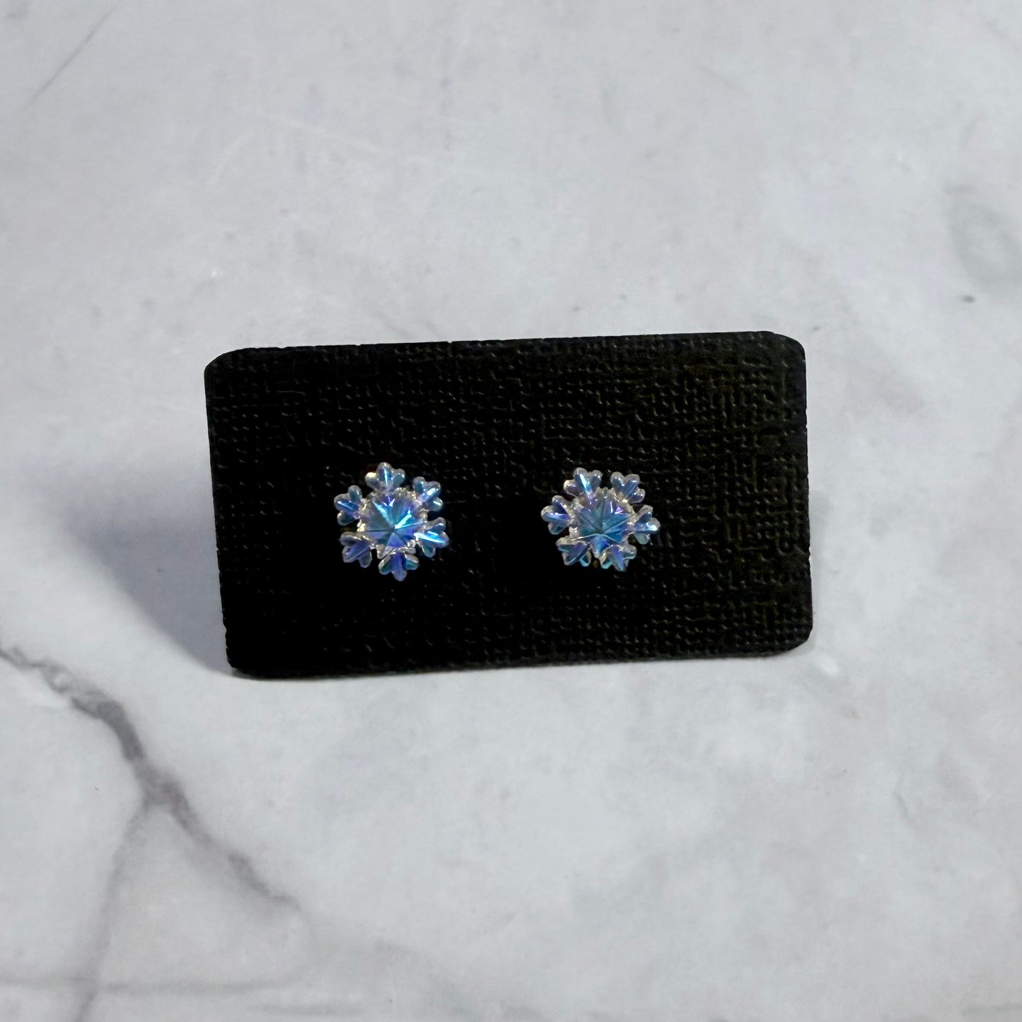 Iridescent Yellow/Blue Snowflake Stud Earring