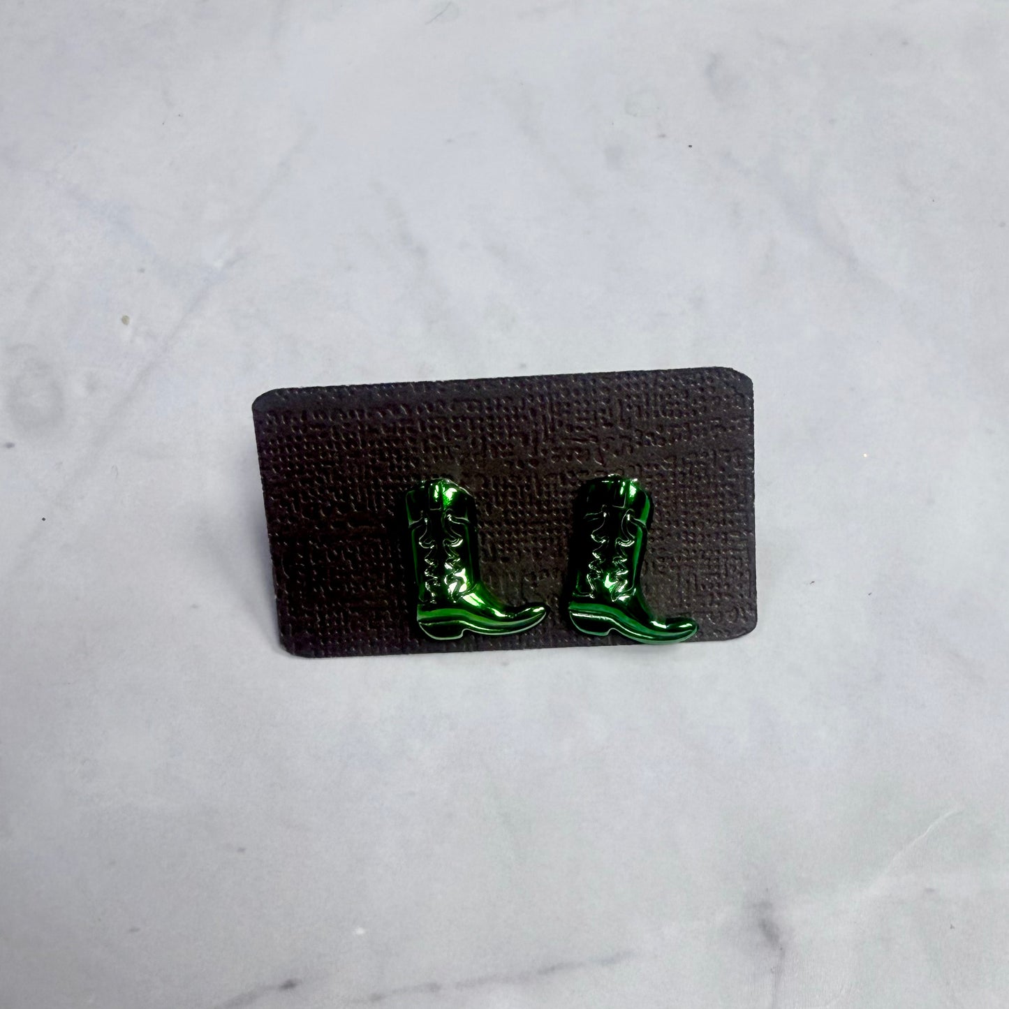 Green Boot Stud Earring
