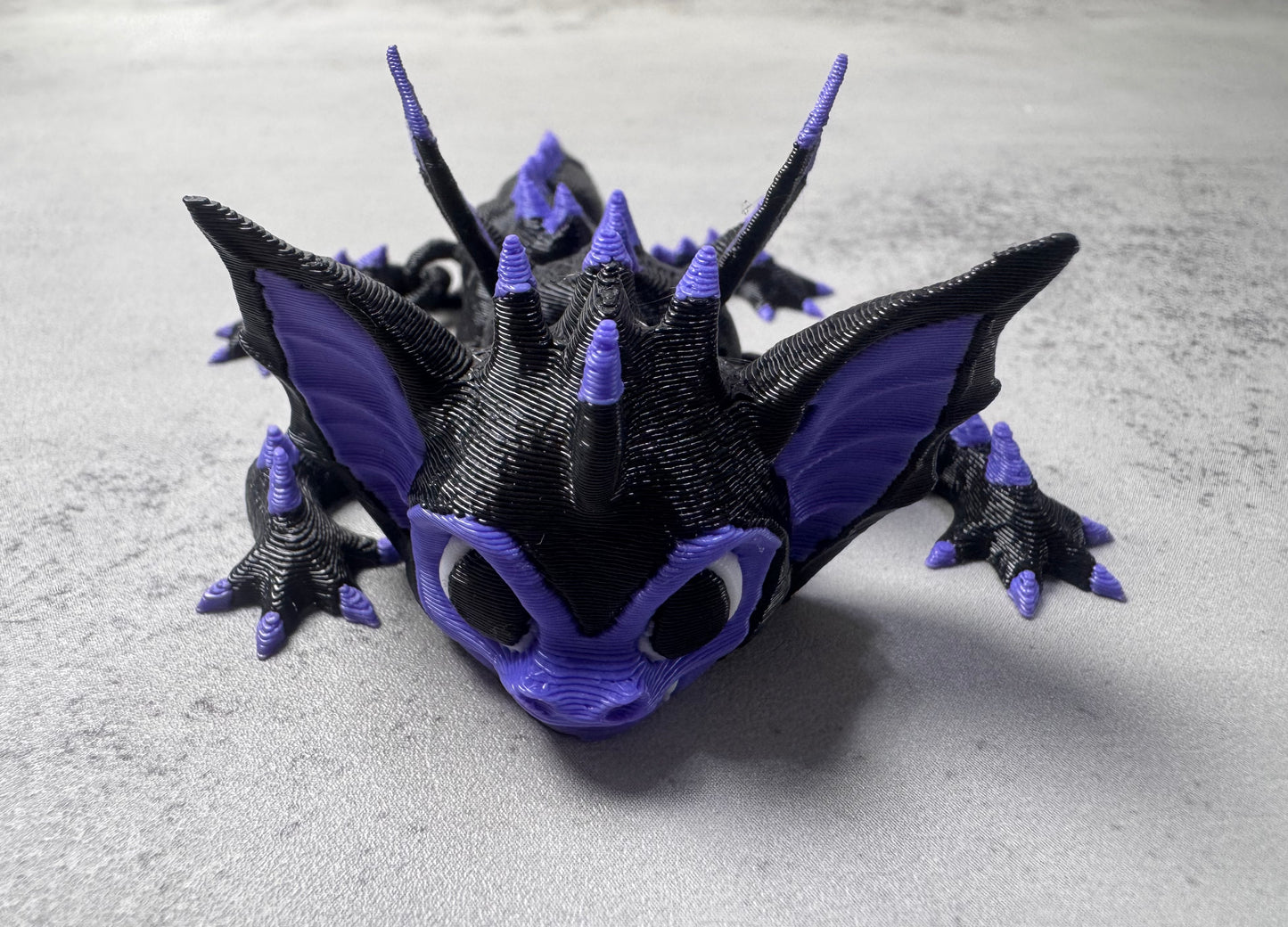 3D Printed Articulated Black&Purple Bat Dragon (RTS)