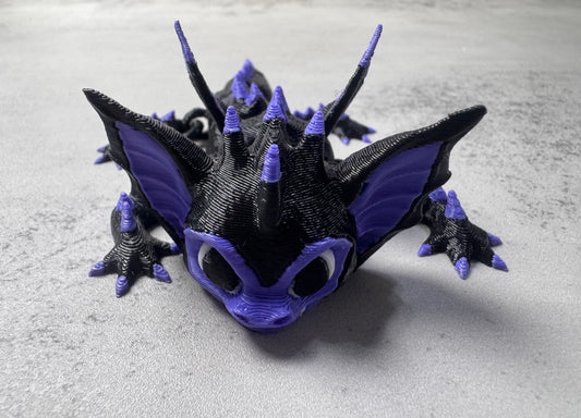 3D Printed Articulated Black&Purple Bat Dragon (RTS)