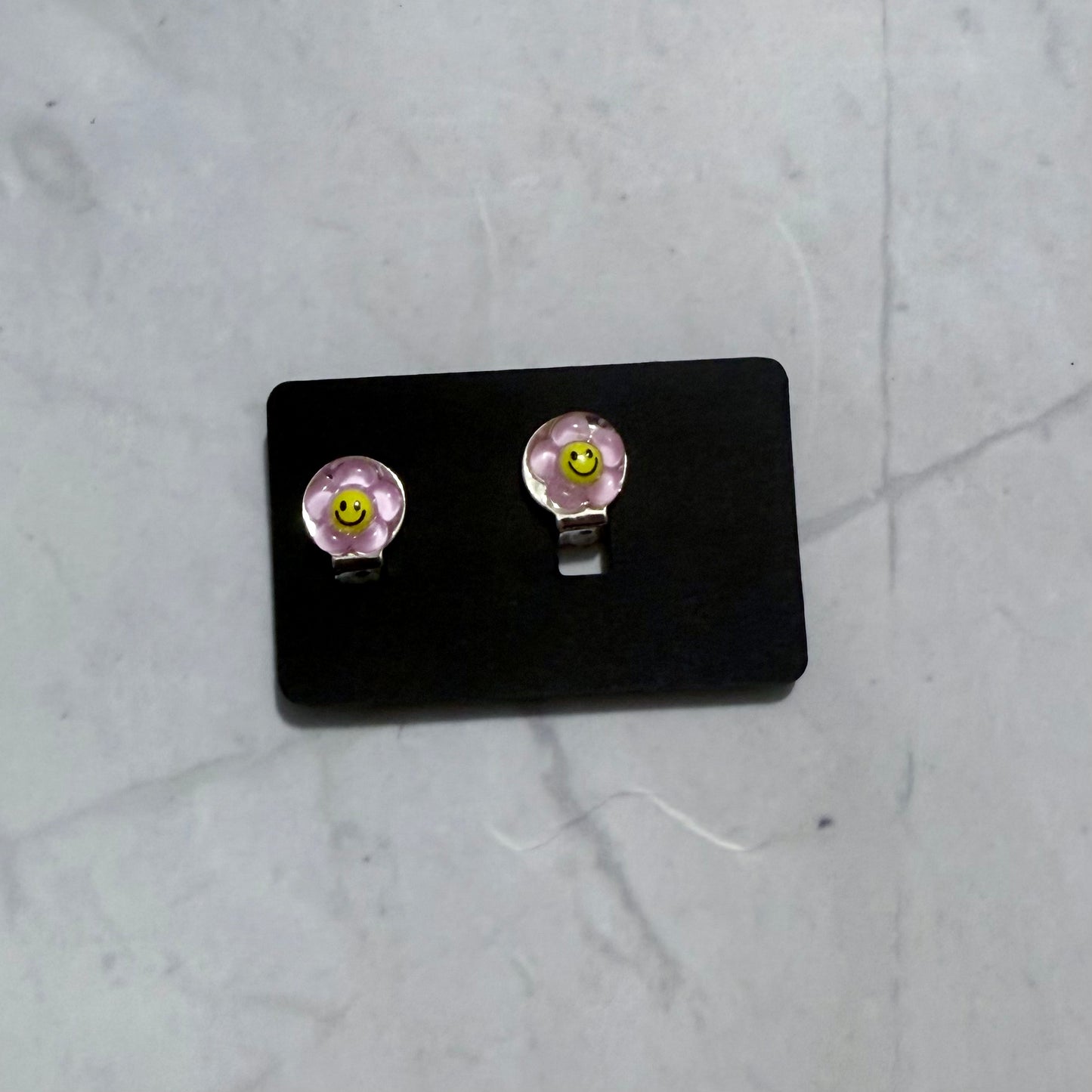 Light Pink Flower CLIP ON Stud Earring