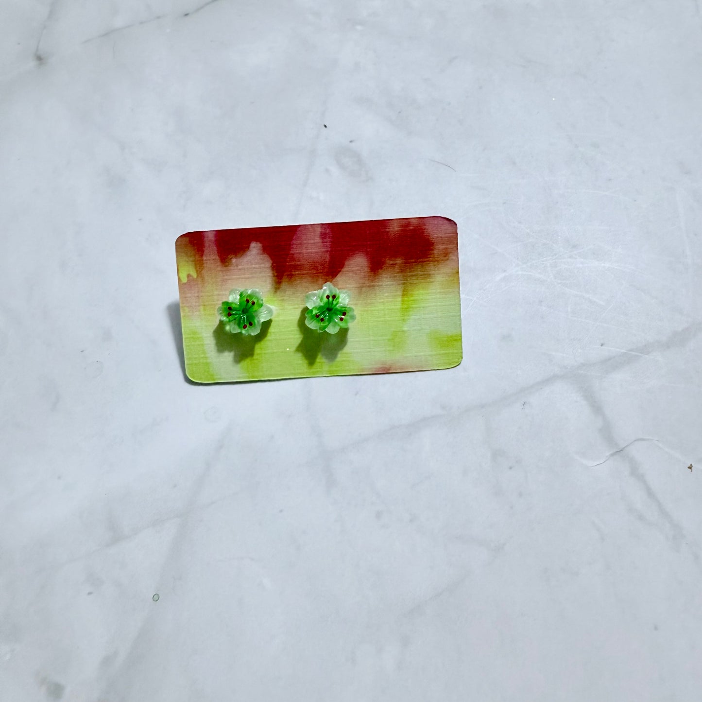 Green Flower Stud Earring