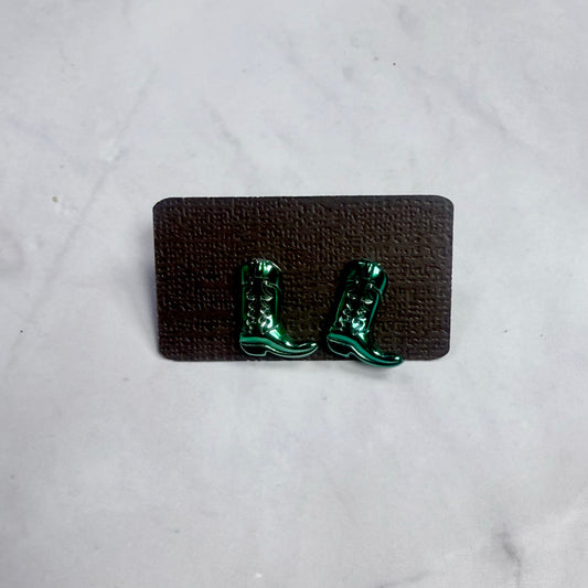 Teal Boot Stud Earring