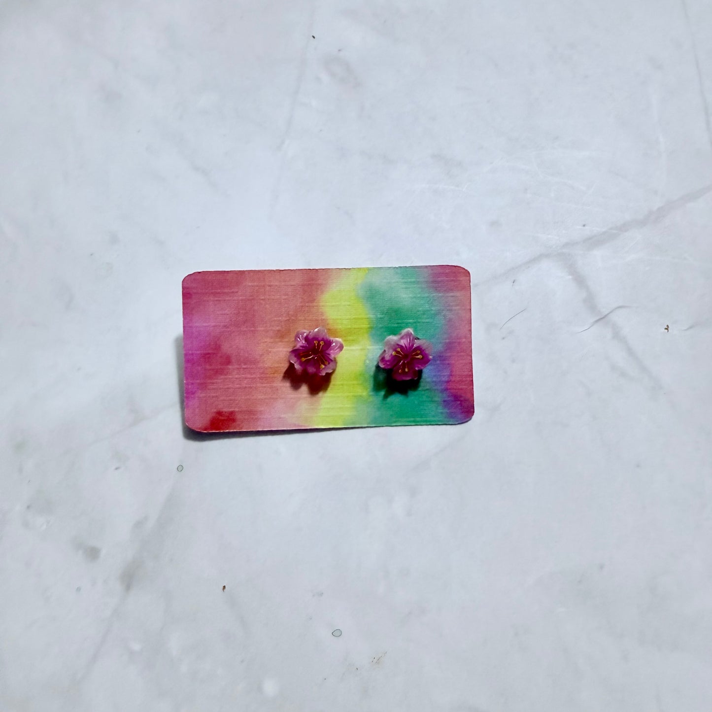 Pink Flower Stud Earring
