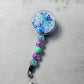 Blue Floral v1 Badge Reel with Clip