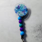 Blue Floral v3 Badge Reel with Clip