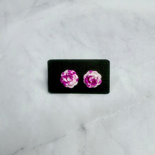 Dark Pink Rose Stud Earring