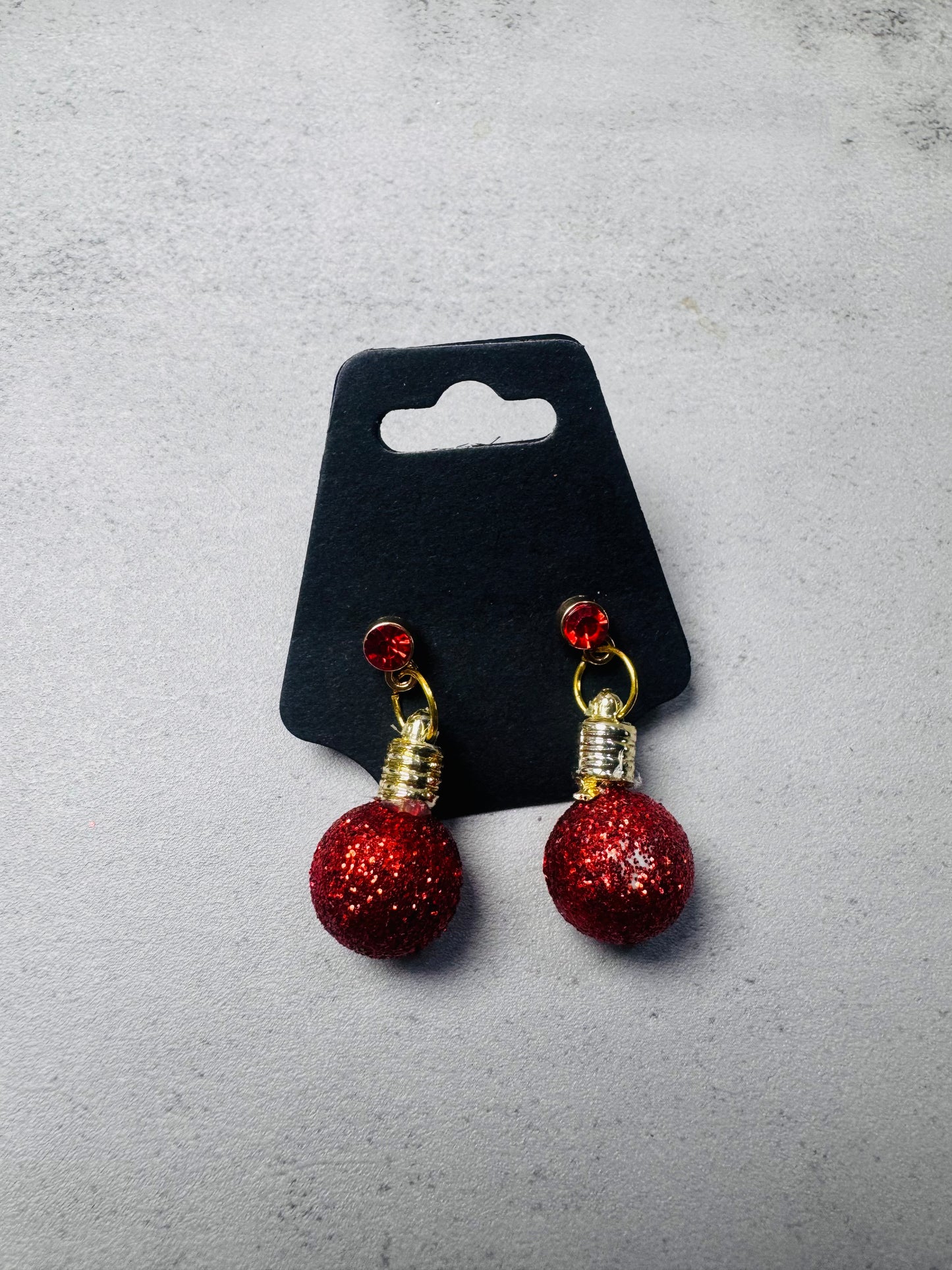 Red Xmas Ornament w/Red CZ Stud Dangle
