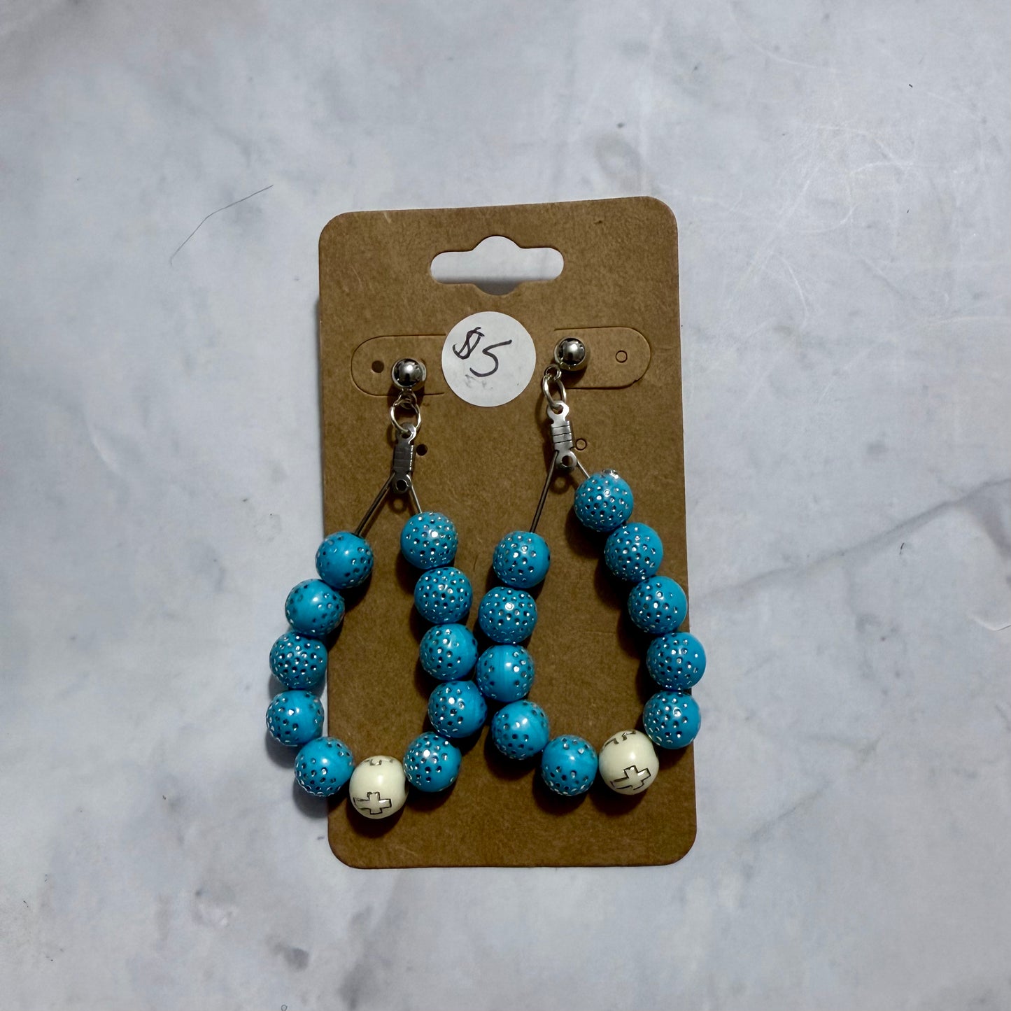 Light Blue/Silver Cross Dangle