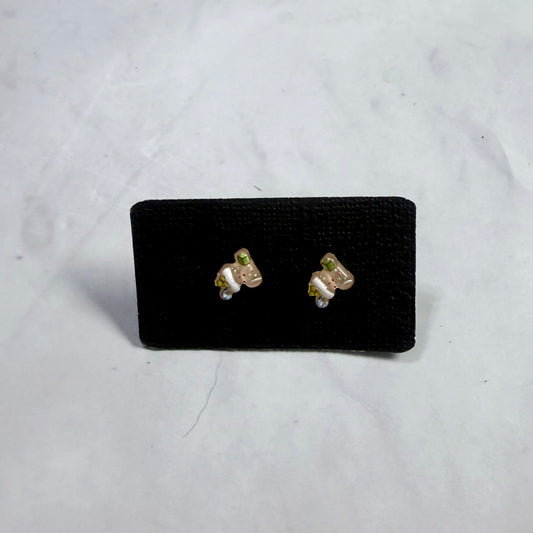 Tiny Brown Resin Booties Stud Earring