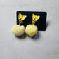 Yellow Butterfly with pompoms CLIP ON Dangle Earring