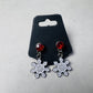 White Snowflake on Red CZ Stud Dangle