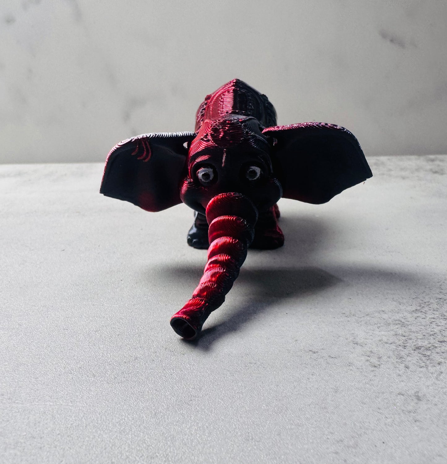 3D Printed Articulated Red/Black Elephant (RTS)