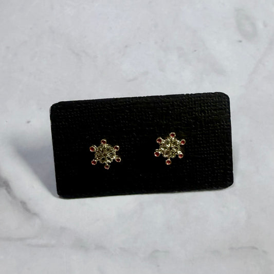 Red/Gold Snowflake Stud Earring