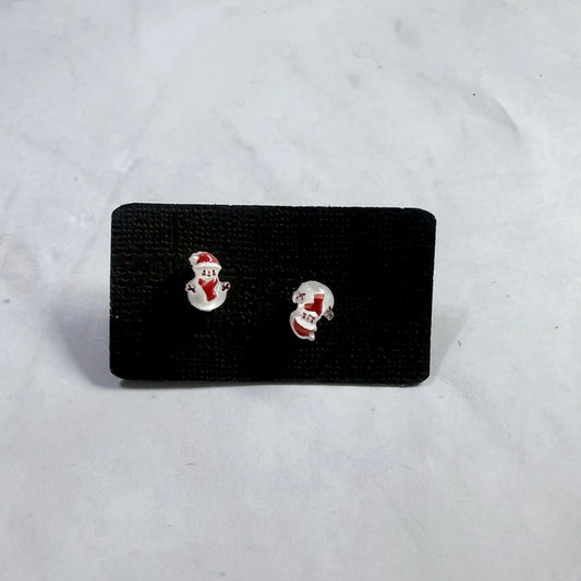 Tiny Snowman Resin Stud Earring V2
