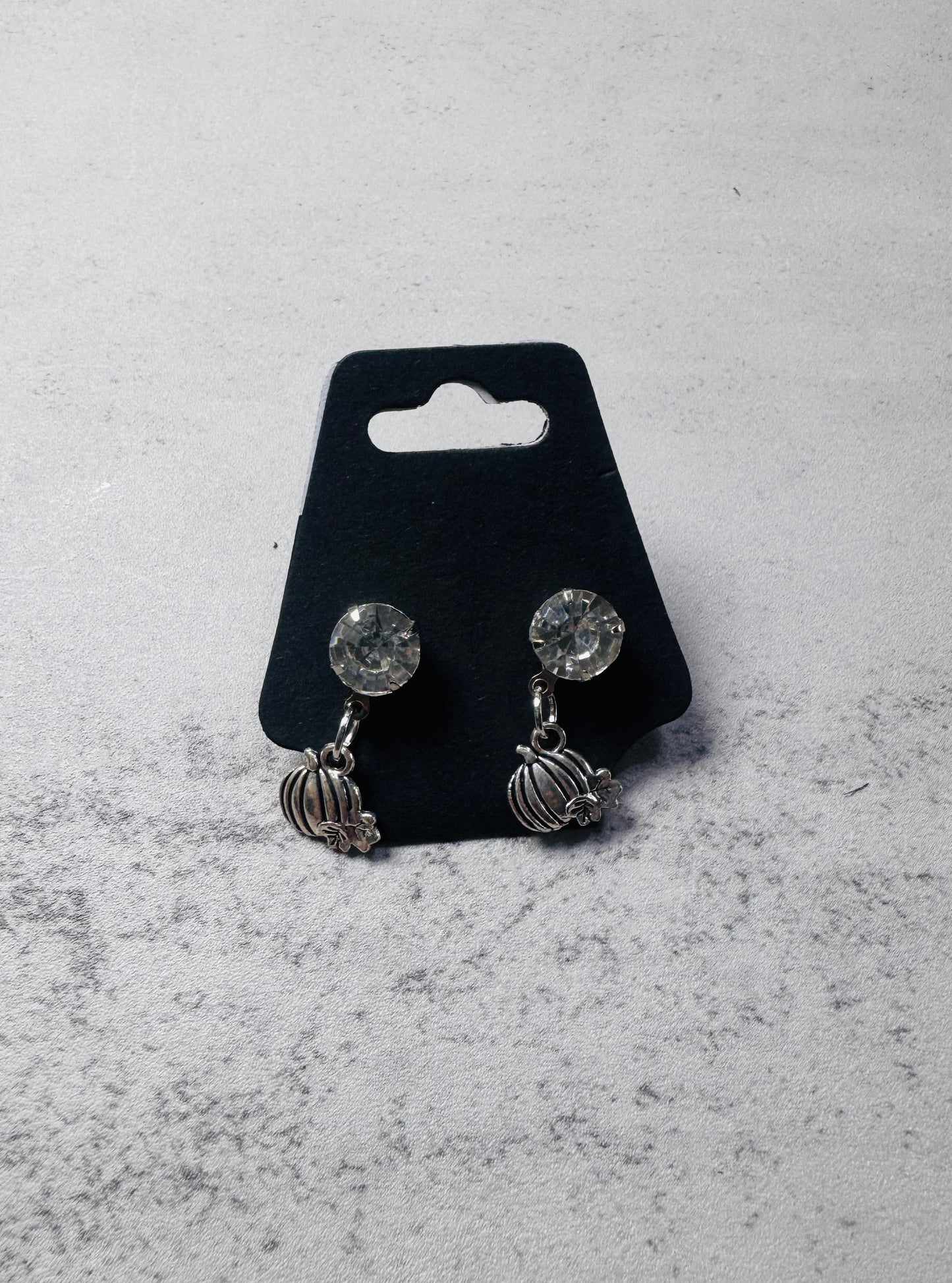 Silver Pumpkin on CZ Stud Dangle