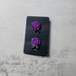 Purple Druzy Heart CLIP ON Stud Earring