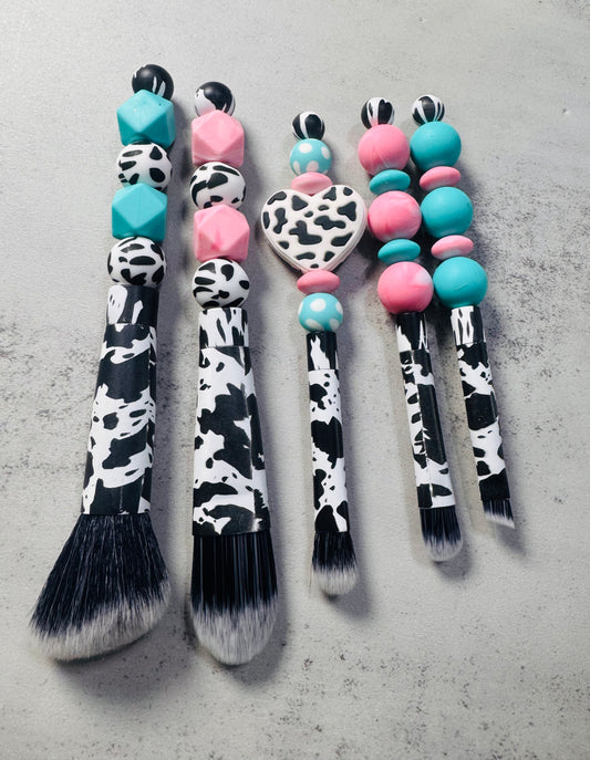 Cow Print Makeup Brush Set