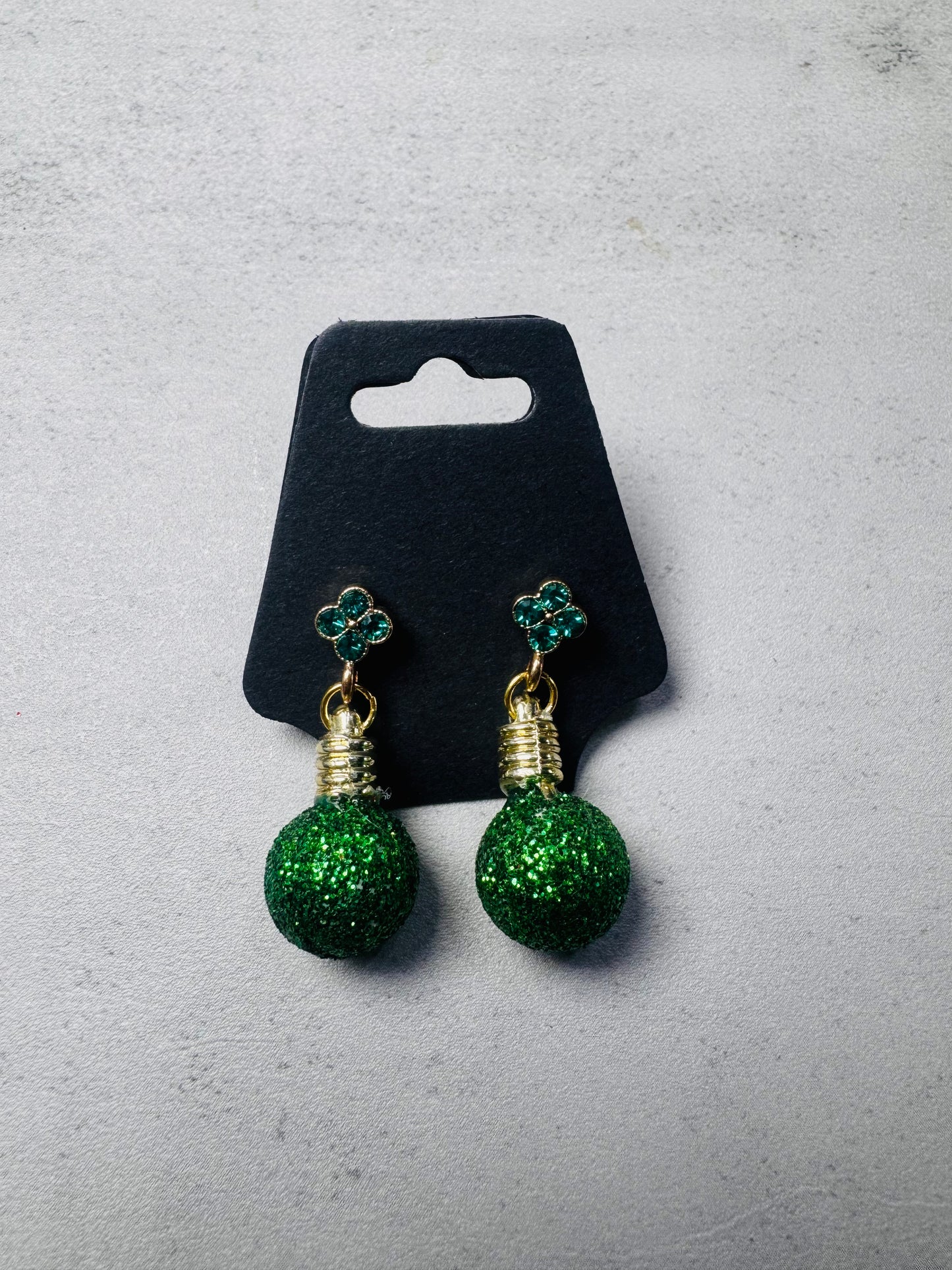 Green Xmas Ornament w/Green CZ Stud Dangle