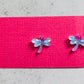 Blue and Pink Dragonfly Stud Earring