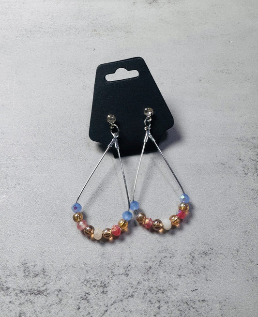 CZ Stud with Hand Beaded Teardrop Dangle